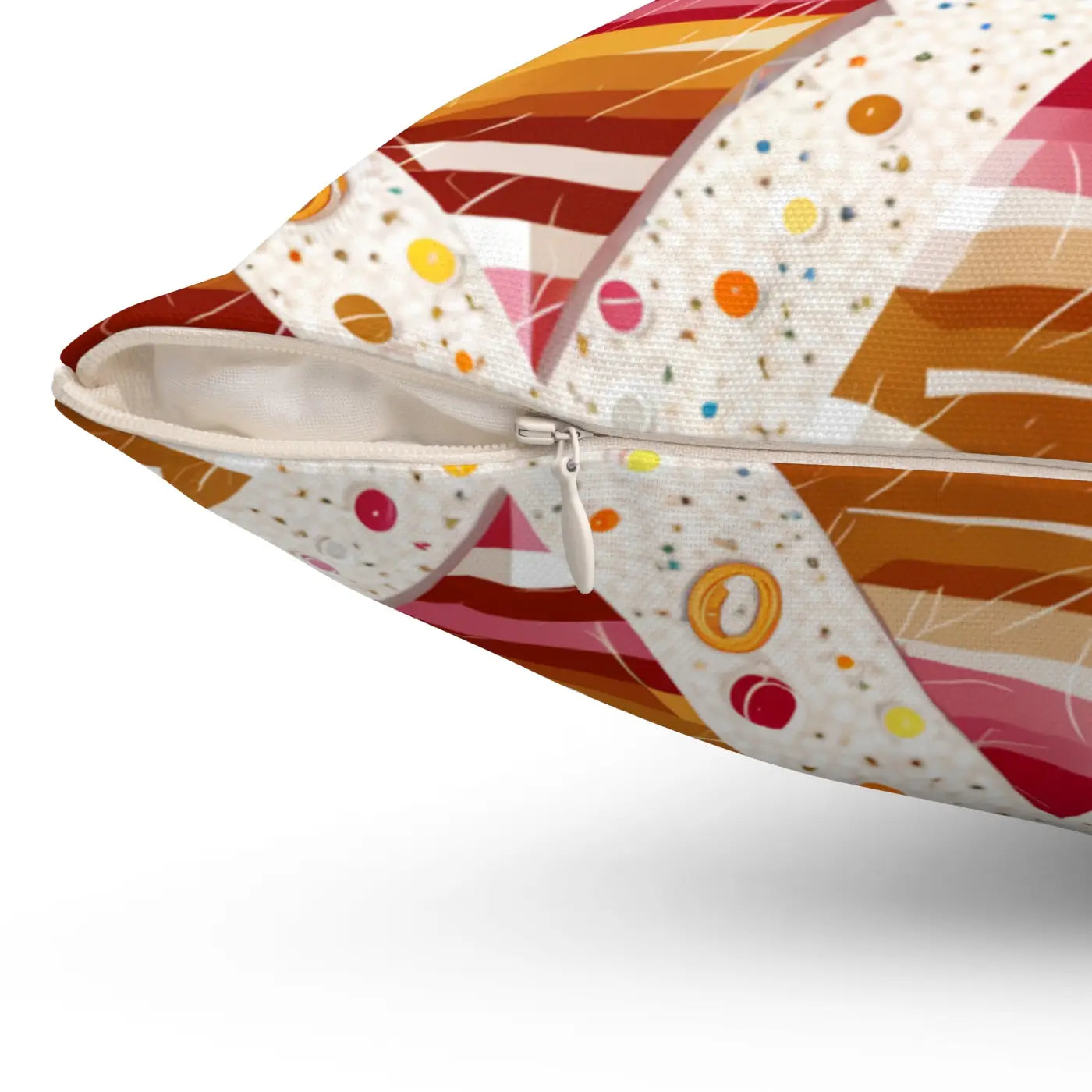 Polyester Square Pillow - Orange Triangular Pattern - DipaliZ