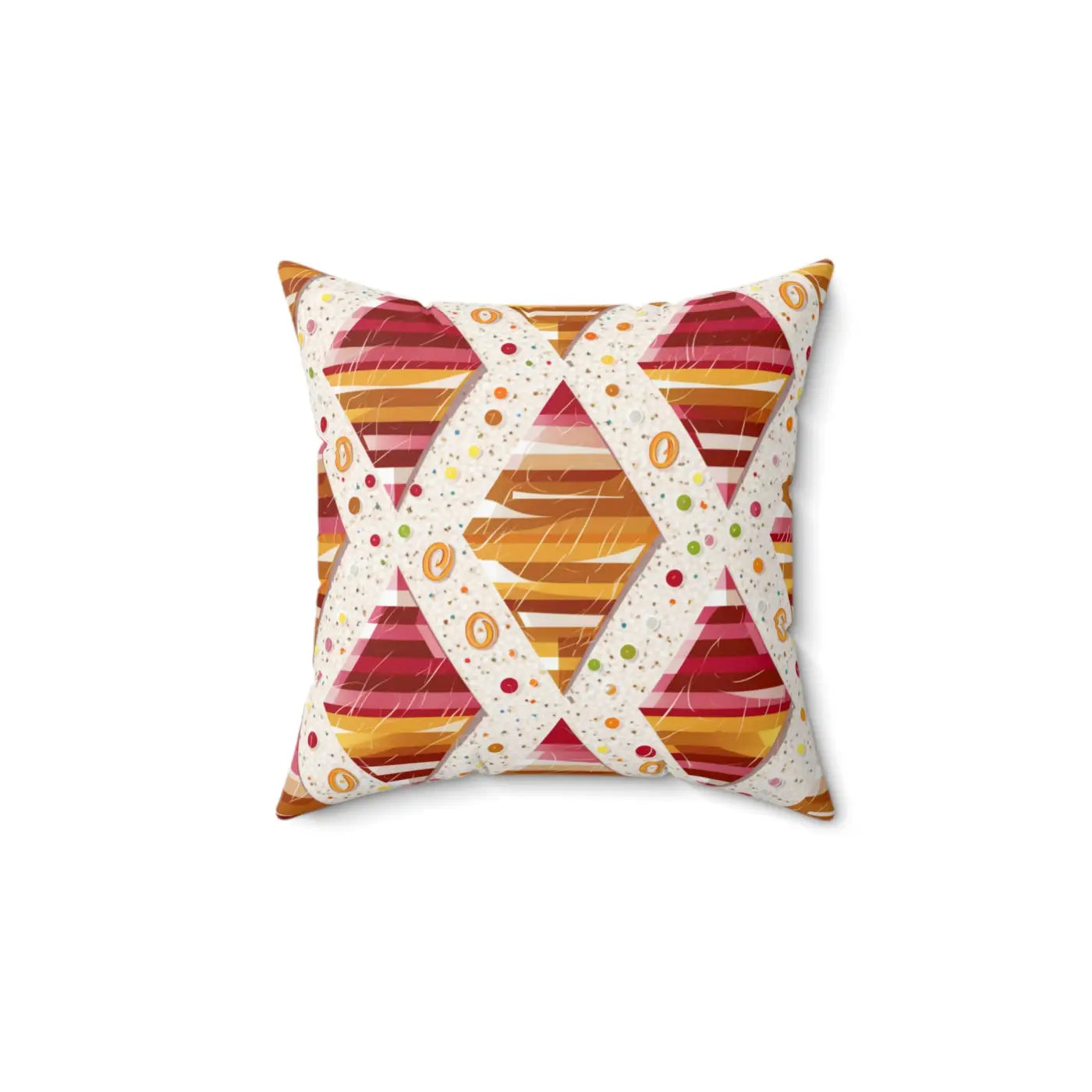 Polyester Square Pillow - Orange Triangular Pattern - DipaliZ