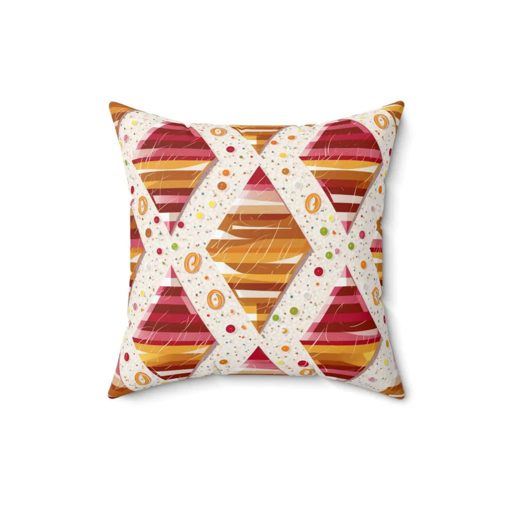 Polyester Square Pillow - Orange Triangular Pattern - DipaliZ