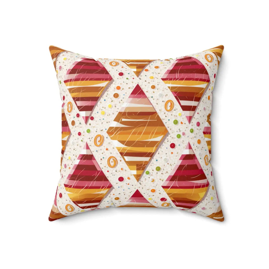 Polyester Square Pillow - Orange Triangular Pattern - DipaliZ