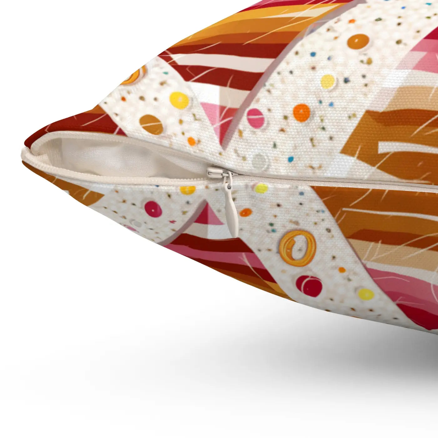 Polyester Square Pillow - Orange Triangular Pattern - DipaliZ