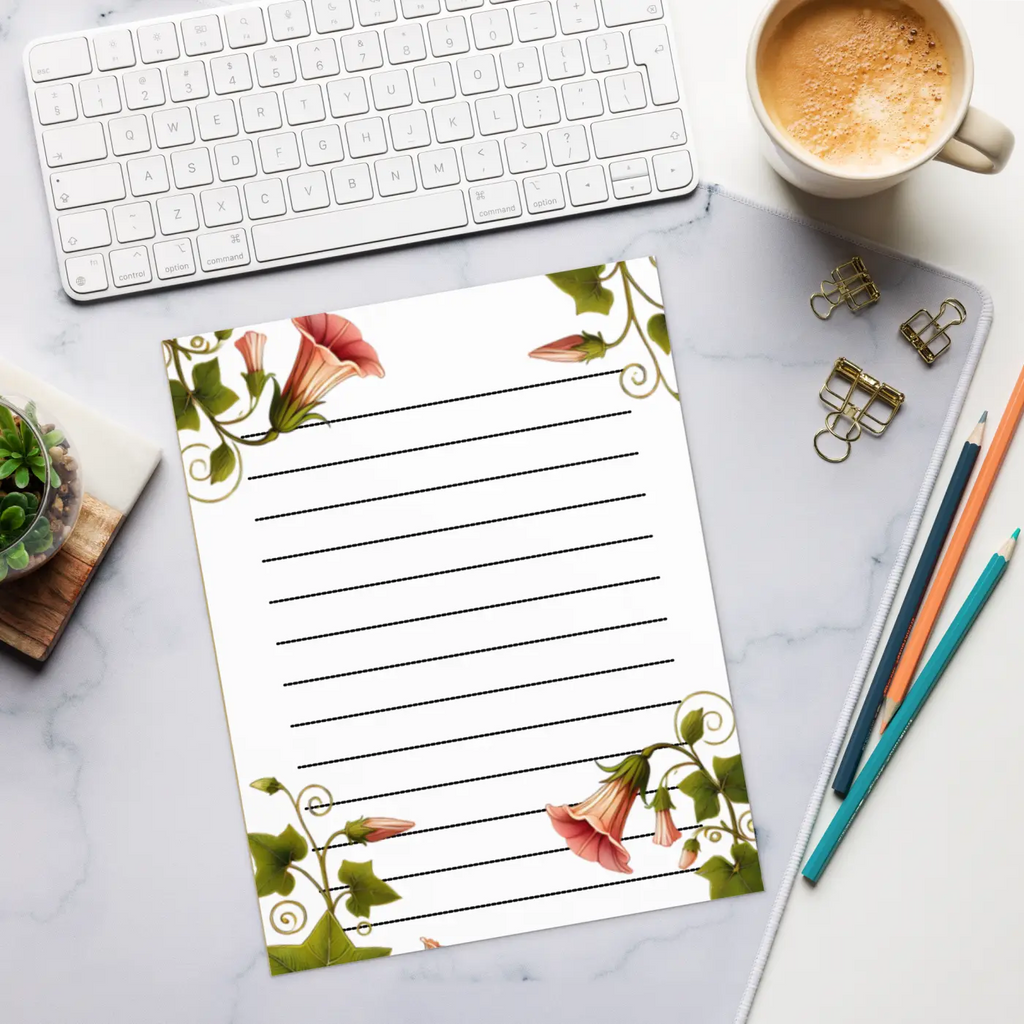 Vibrant Orange Trumpet Flowers Notepad - Creative Notes - DipaliZ