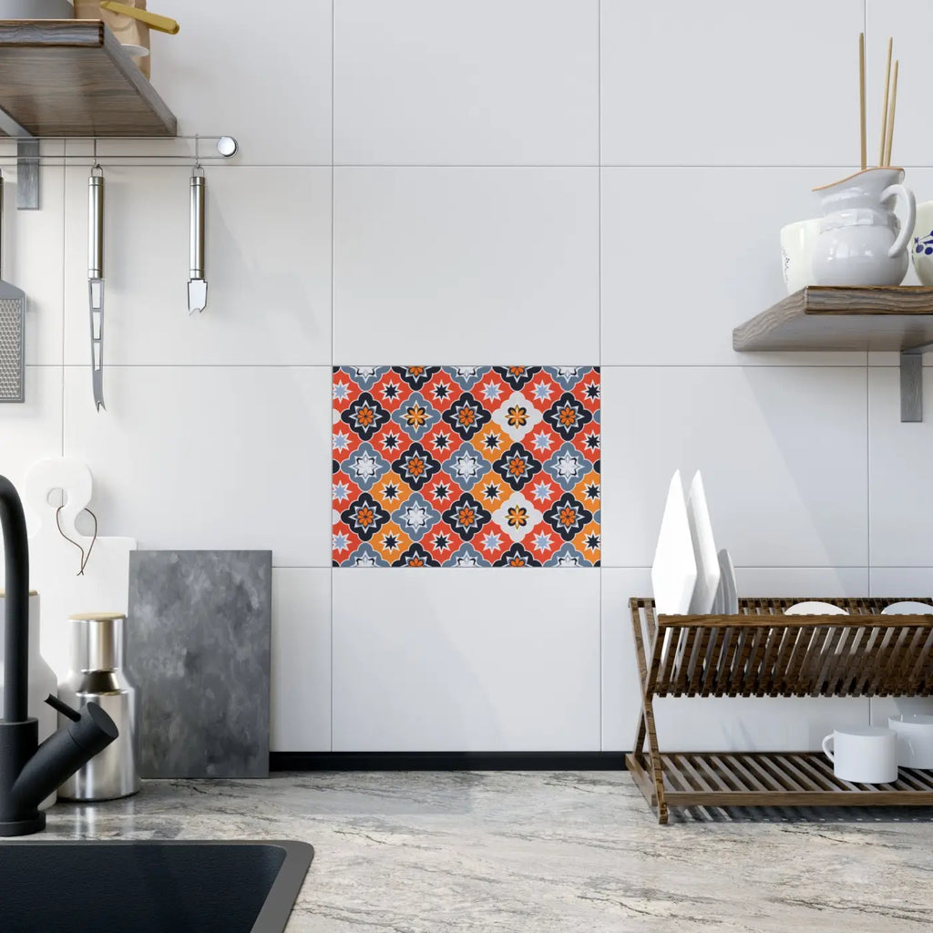 Ceramic Photo Tile - Striking Black Geometric Modern Elegance - DipaliZ