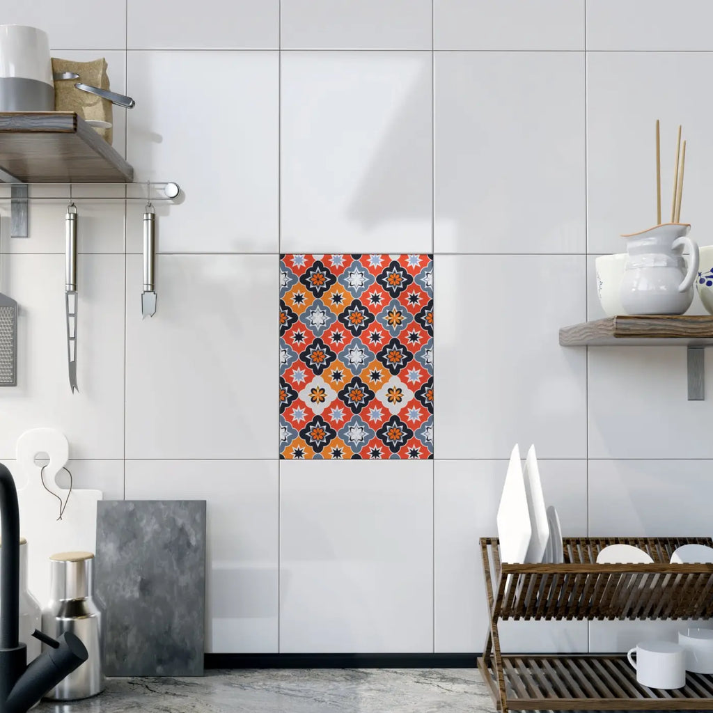 Ceramic Photo Tile - Striking Black Geometric Modern Elegance - DipaliZ