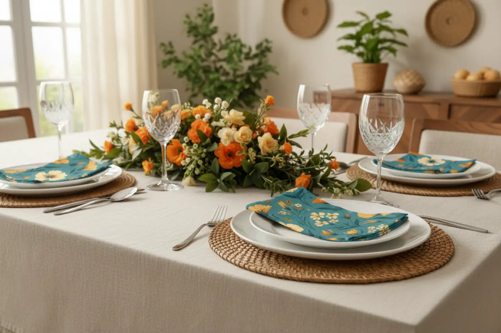 Orange and yellow flowers, Napkins, 4-set