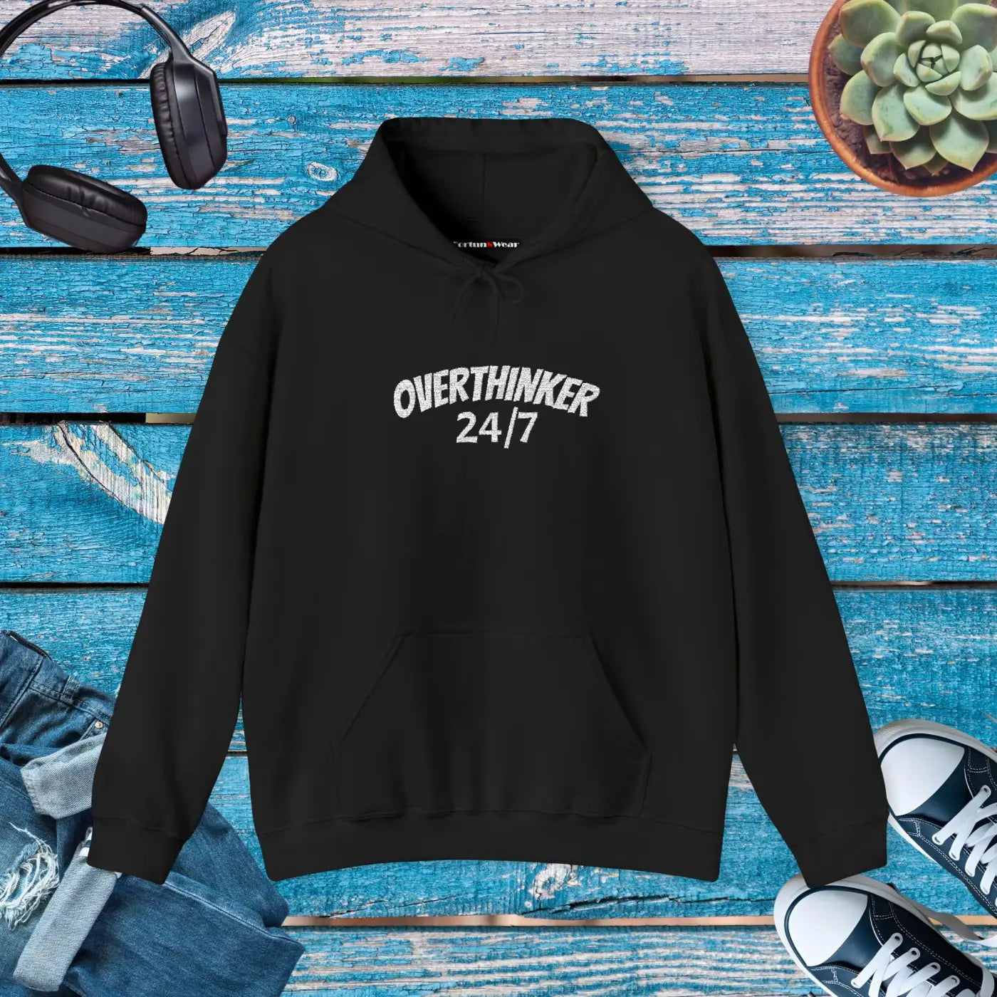 Unisex Hoodie Sweatshirt - Overthinker Plush Cotton-Polyester - DipaliZ