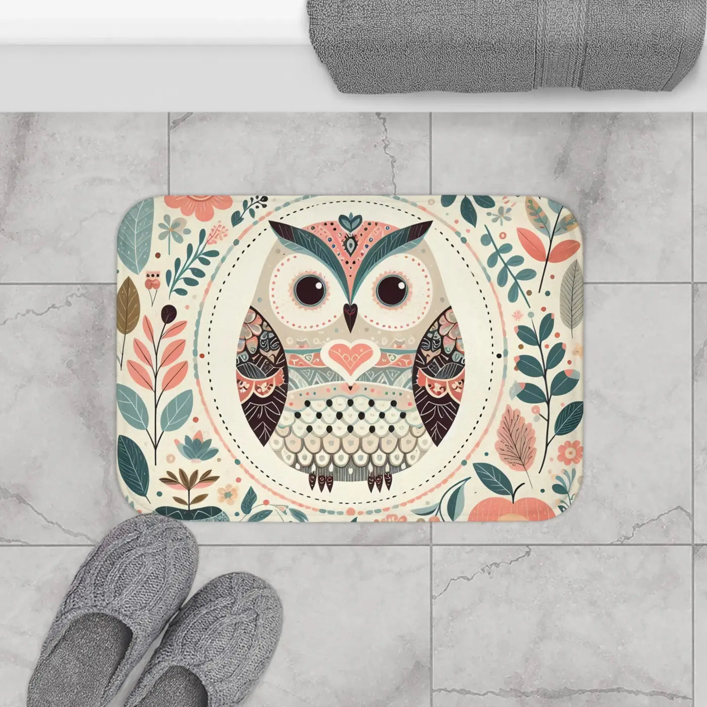 Pastel Flora Bath Mat - Memory Foam Comfort - DipaliZ
