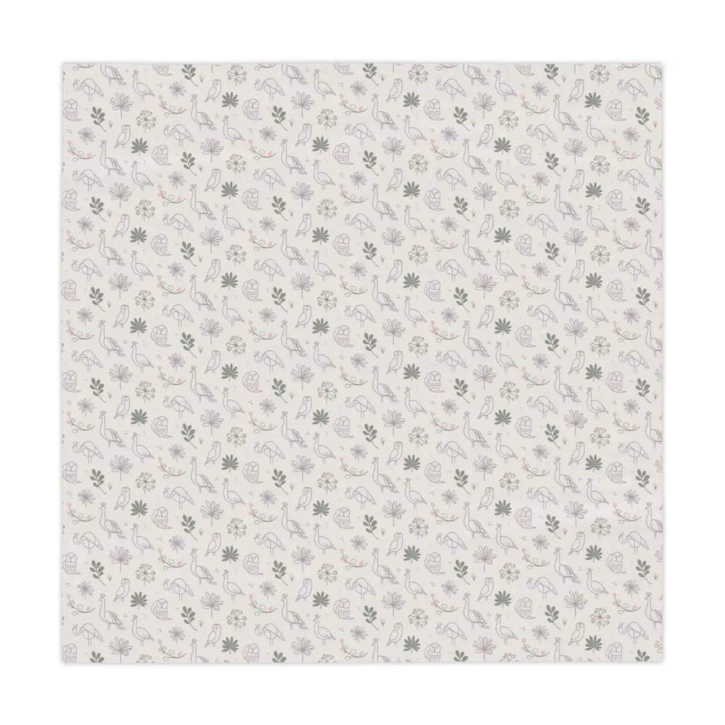 Polyester Tablecloth - Plants and Birds One-Sided Print - DipaliZ