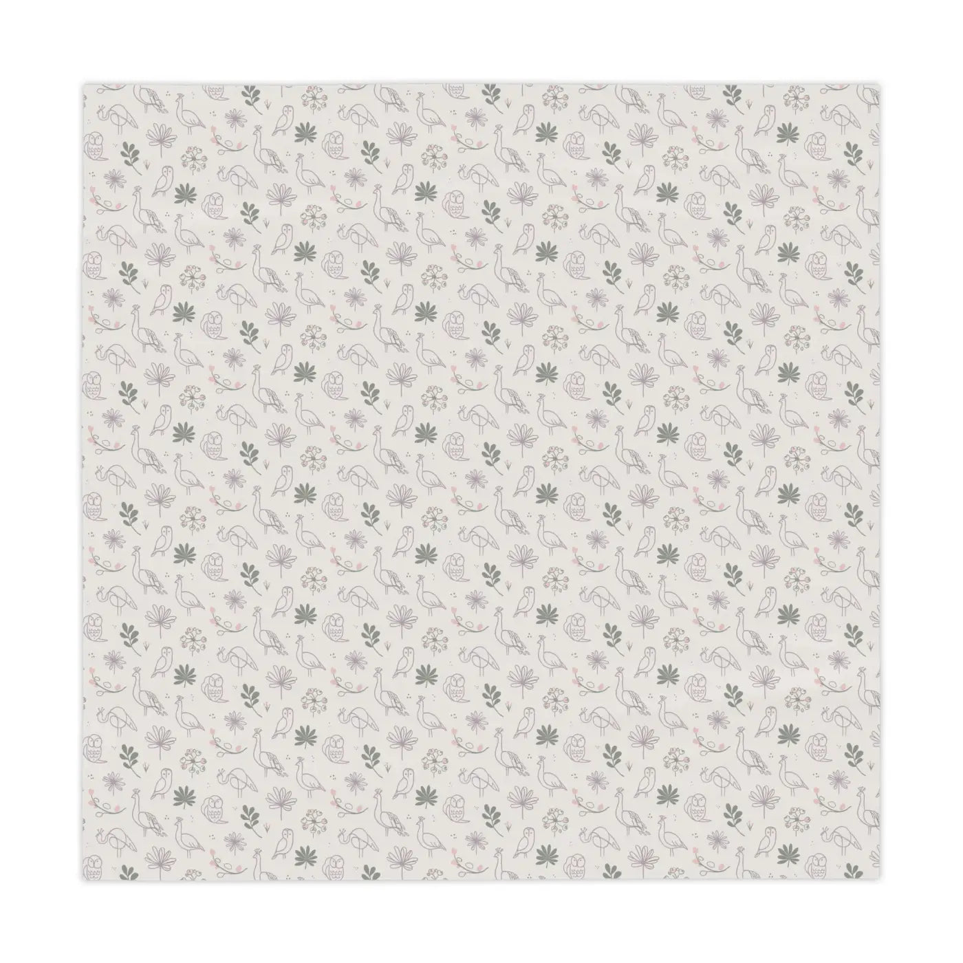 Polyester Tablecloth - Plants and Birds One-Sided Print - DipaliZ