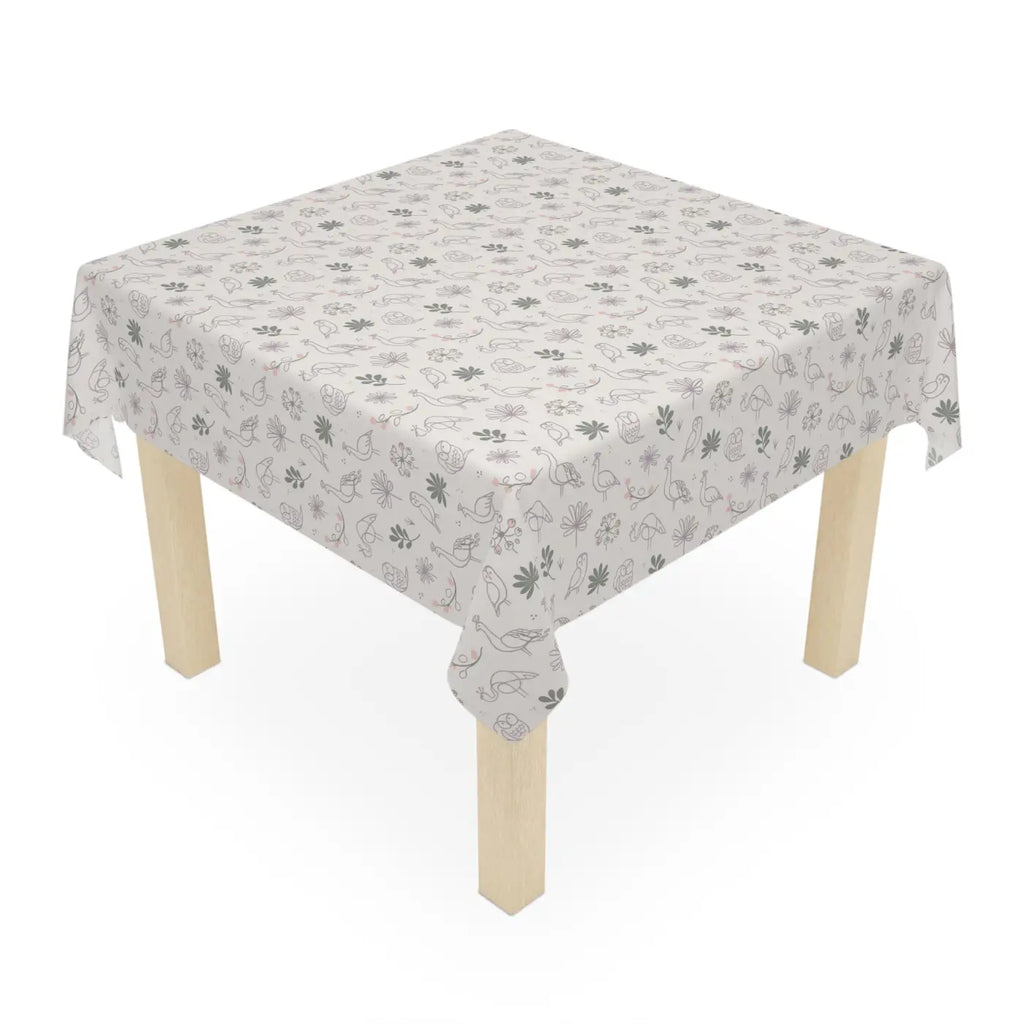 Polyester Tablecloth - Plants and Birds One-Sided Print - DipaliZ