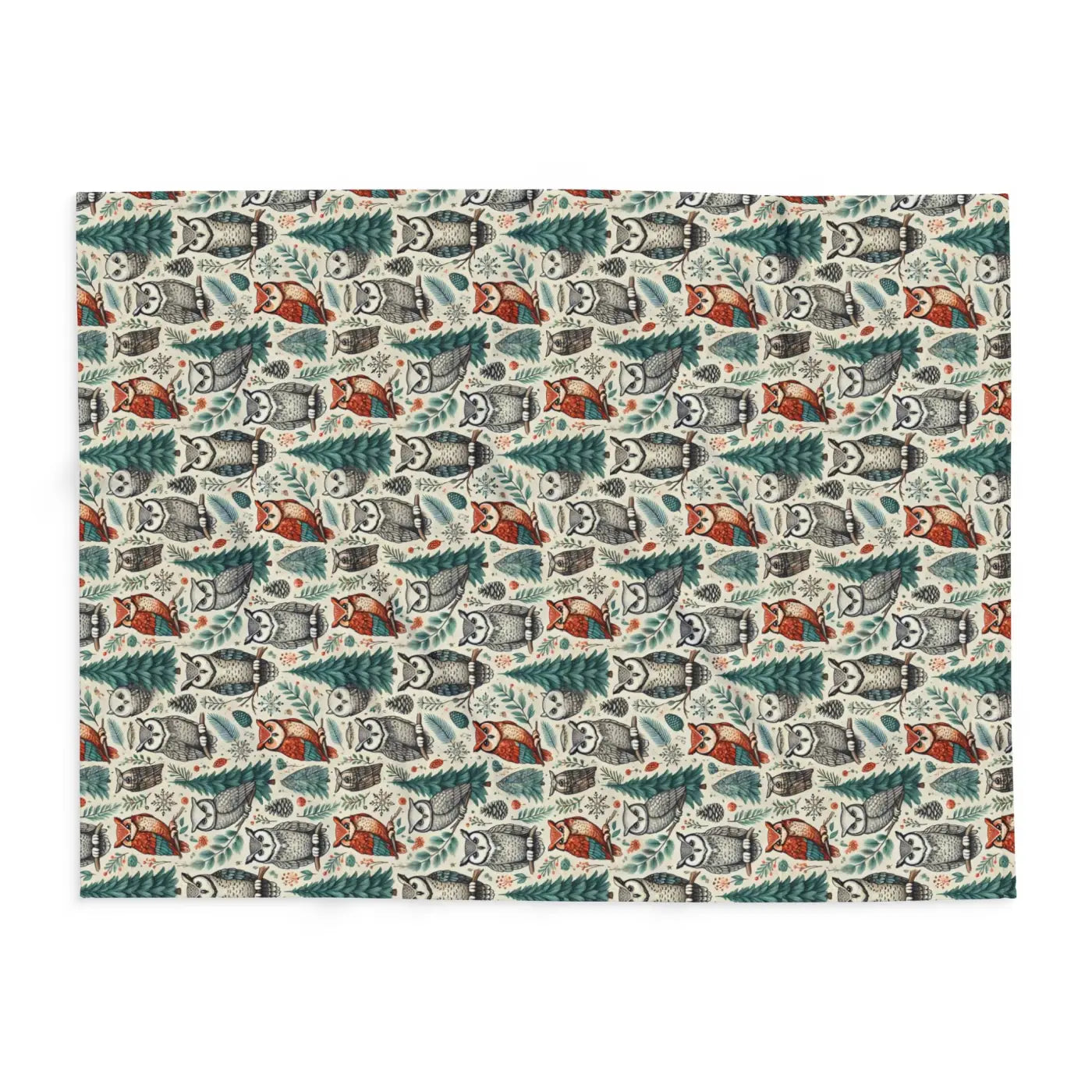 Vibrant Owl Pine Tree Arctic Fleece Blanket - Cozy Art - DipaliZ