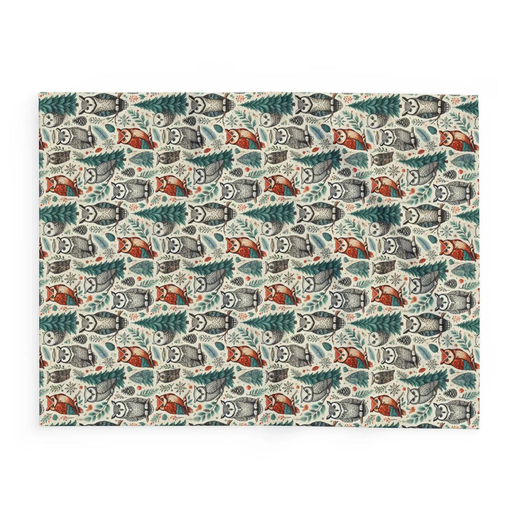 Vibrant Owl Pine Tree Arctic Fleece Blanket - Cozy Art - DipaliZ