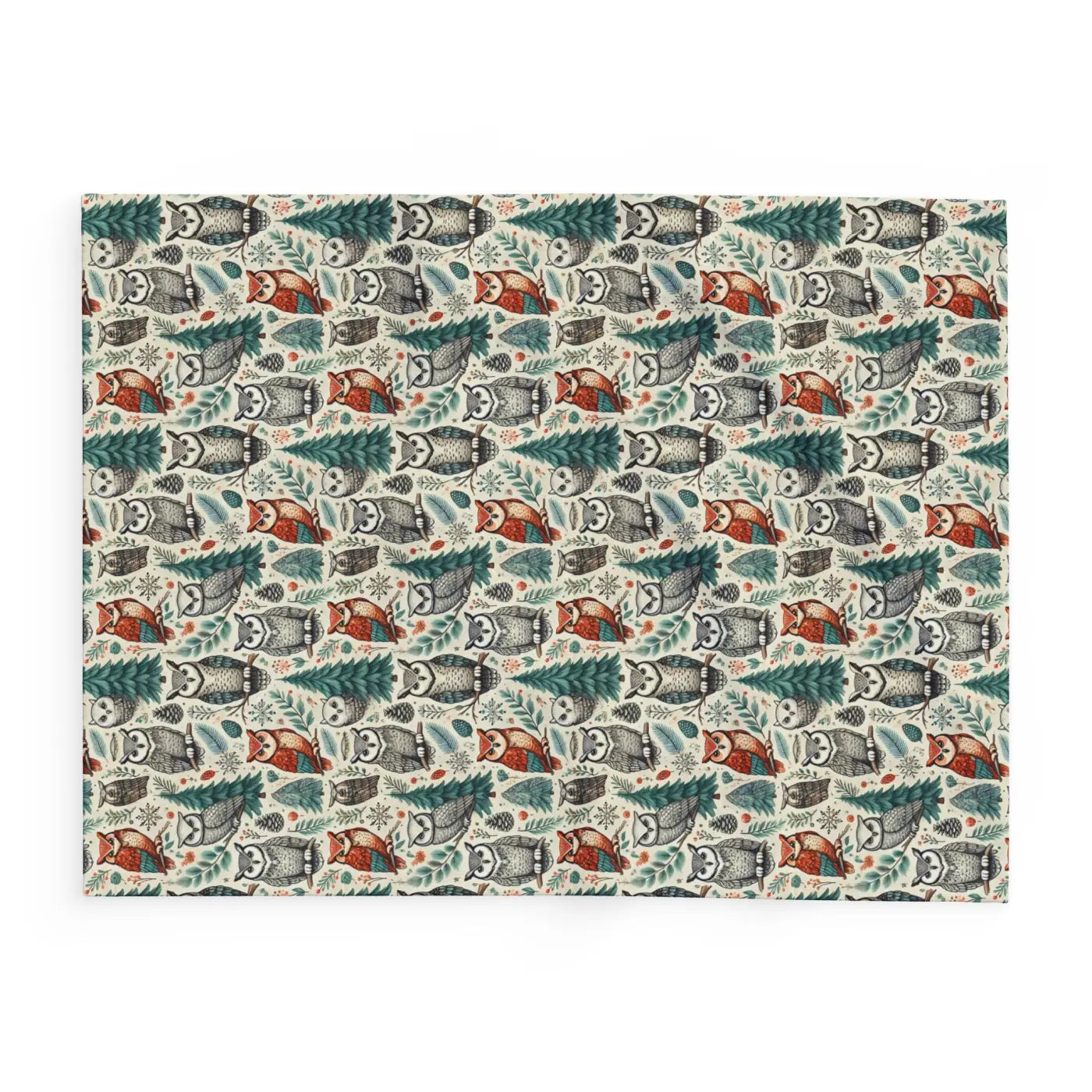 Vibrant Owl Pine Tree Arctic Fleece Blanket - Cozy Art - DipaliZ