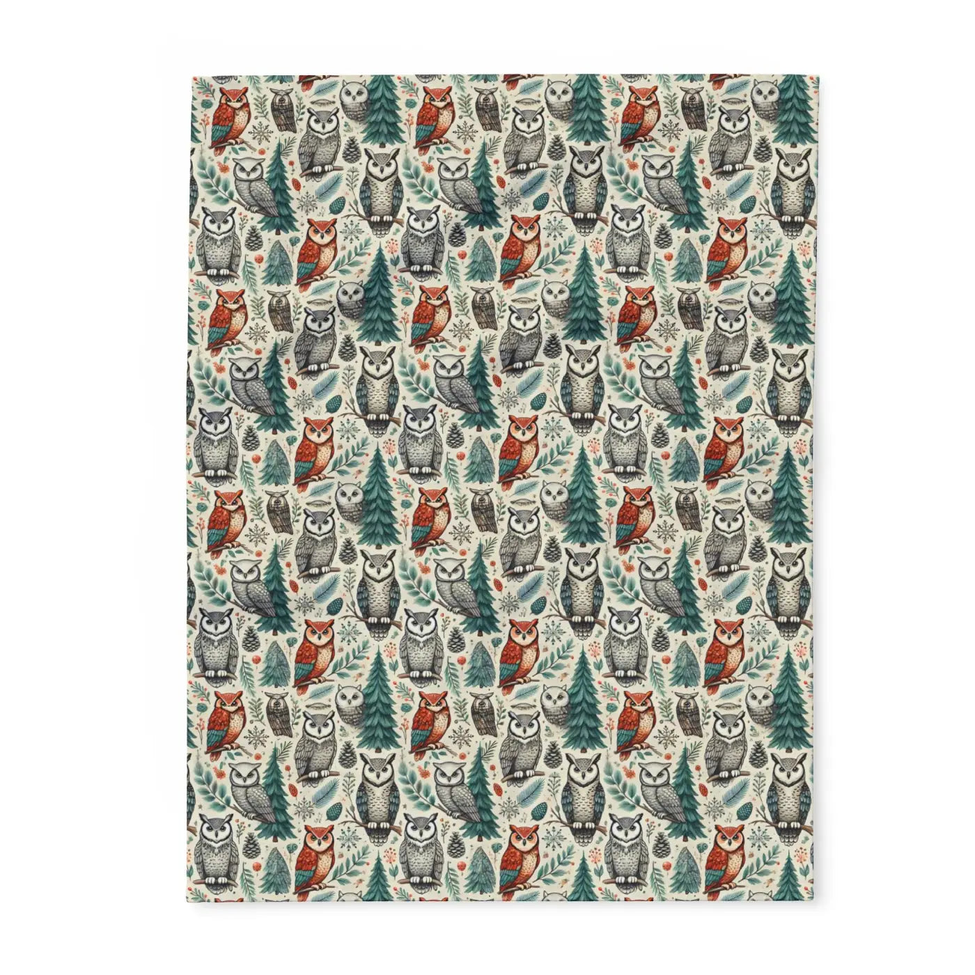 Vibrant Owl Pine Tree Arctic Fleece Blanket - Cozy Art - DipaliZ