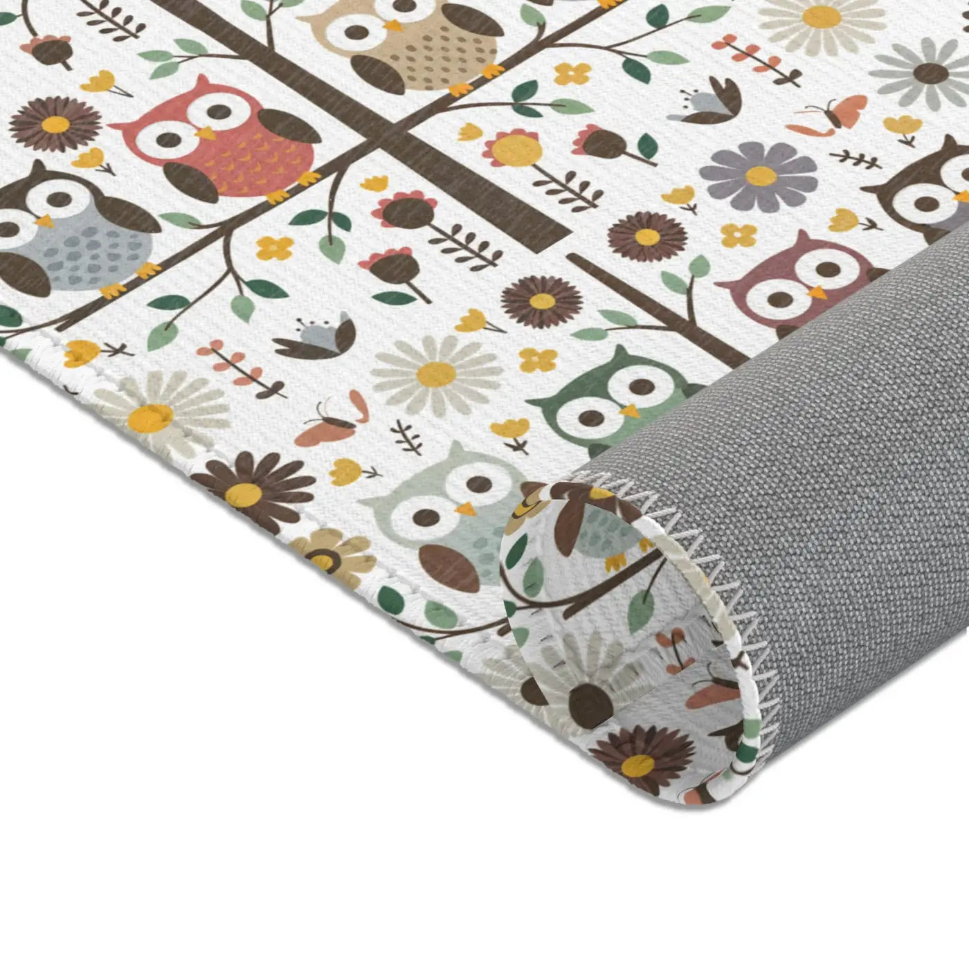 Owls On a Tree Area Rug - Polyester Chenille Comfort - DipaliZ
