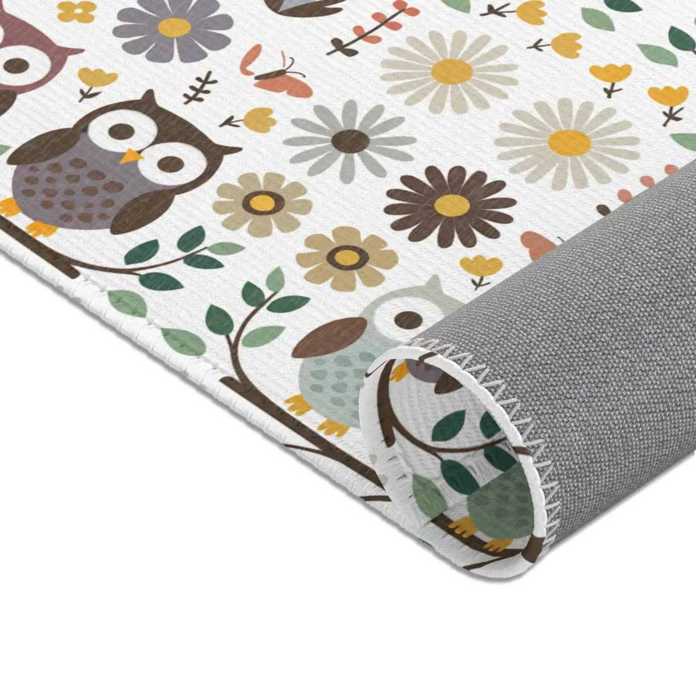 Owls On a Tree Area Rug - Polyester Chenille Comfort - DipaliZ