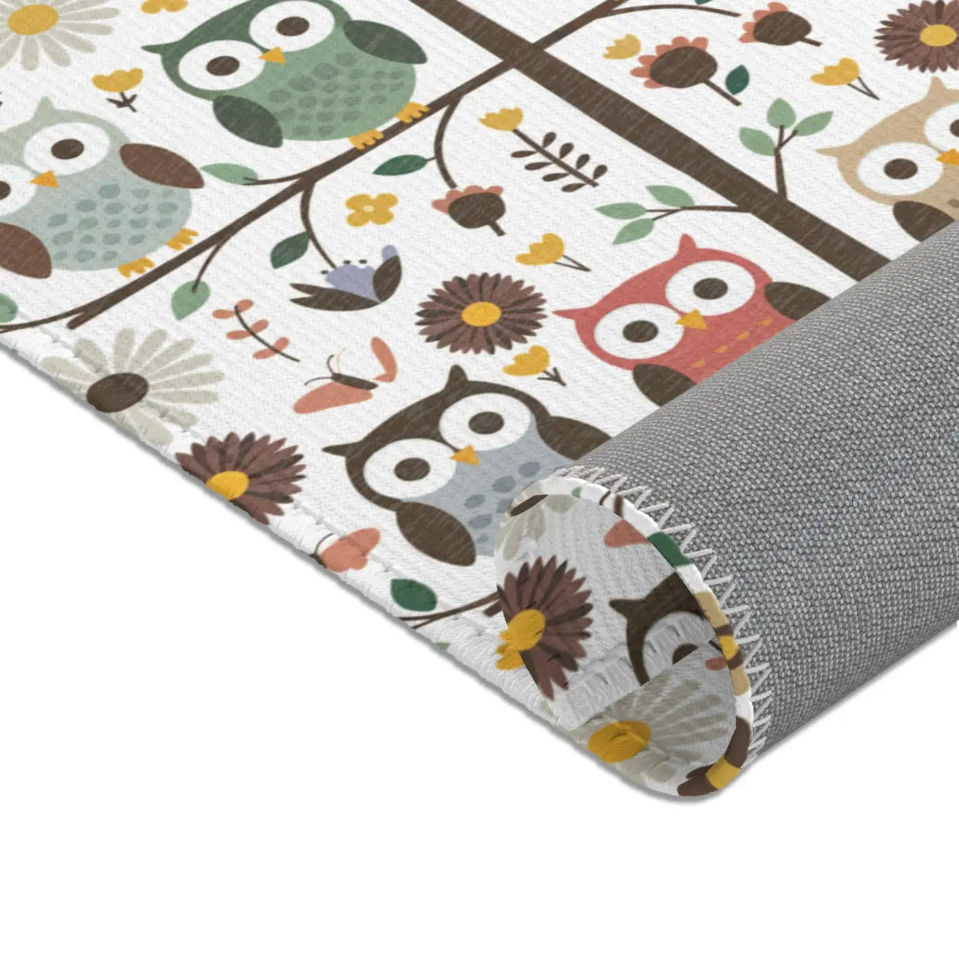 Owls On a Tree Area Rug - Polyester Chenille Comfort - DipaliZ