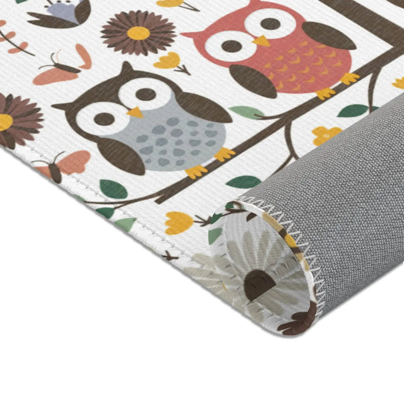 Owls On a Tree Area Rug - Polyester Chenille Comfort - DipaliZ