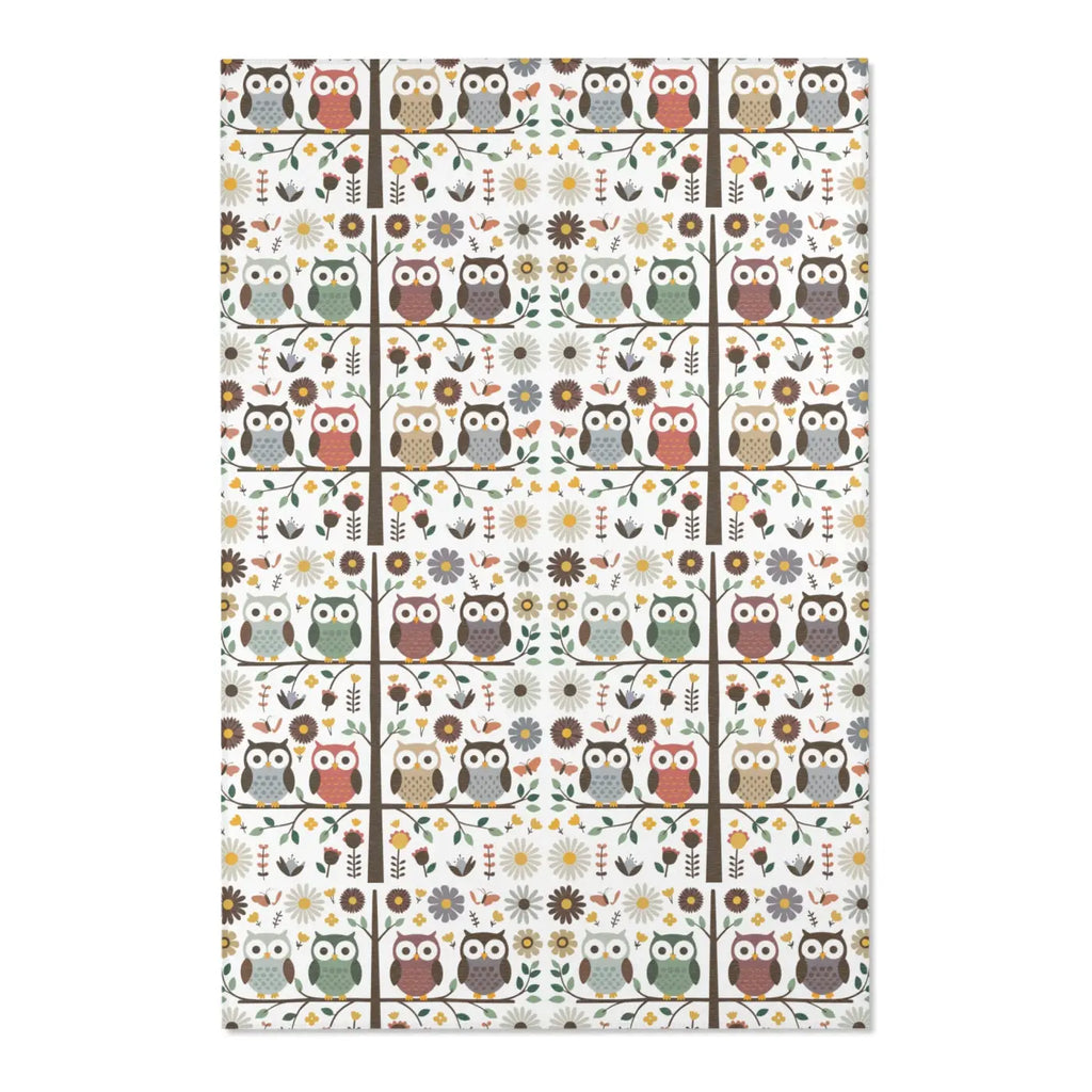 Owls On a Tree Area Rug - Polyester Chenille Comfort - DipaliZ