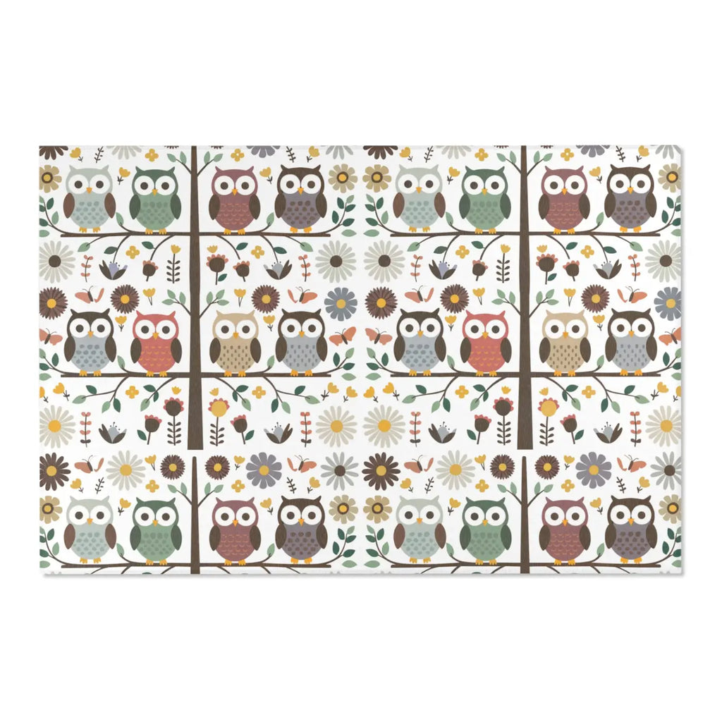 Owls On a Tree Area Rug - Polyester Chenille Comfort - DipaliZ