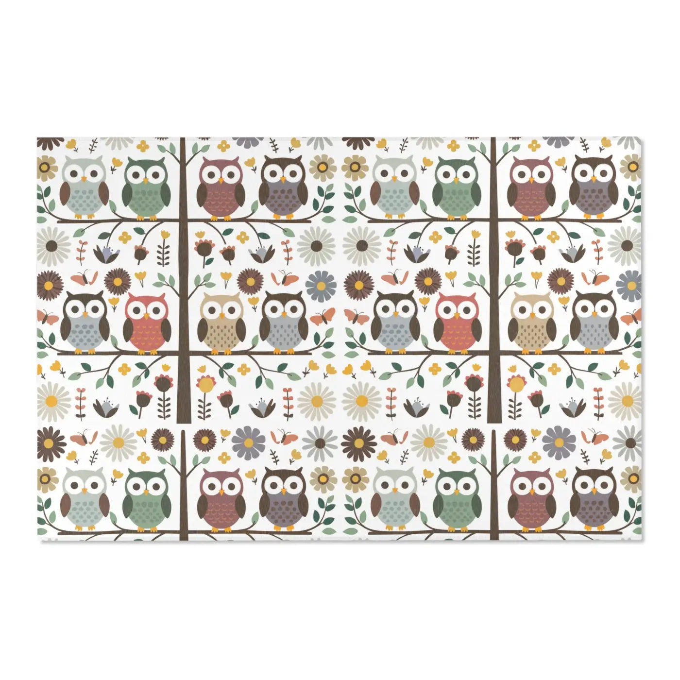 Owls On a Tree Area Rug - Polyester Chenille Comfort - DipaliZ