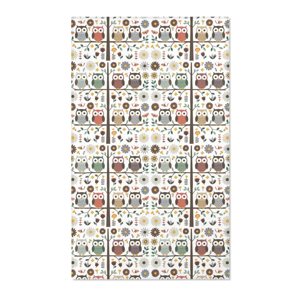 Owls On a Tree Area Rug - Polyester Chenille Comfort - DipaliZ