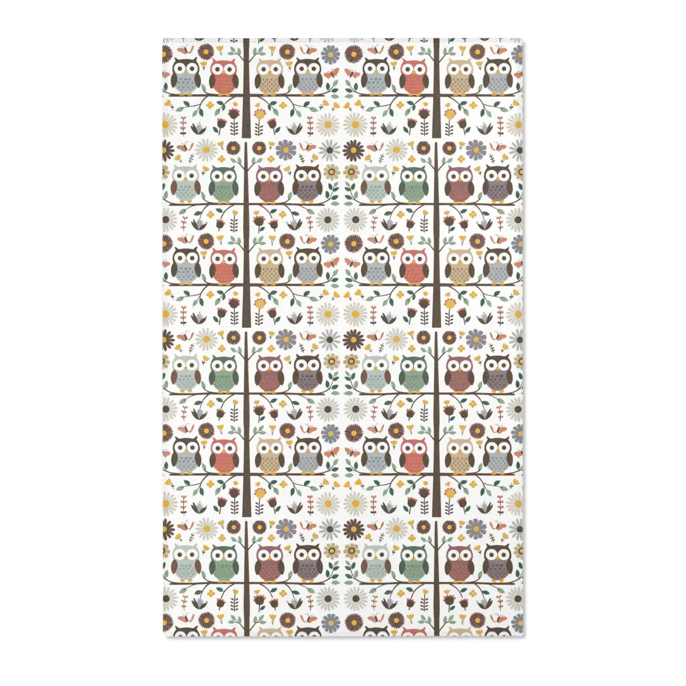 Owls On a Tree Area Rug - Polyester Chenille Comfort - DipaliZ