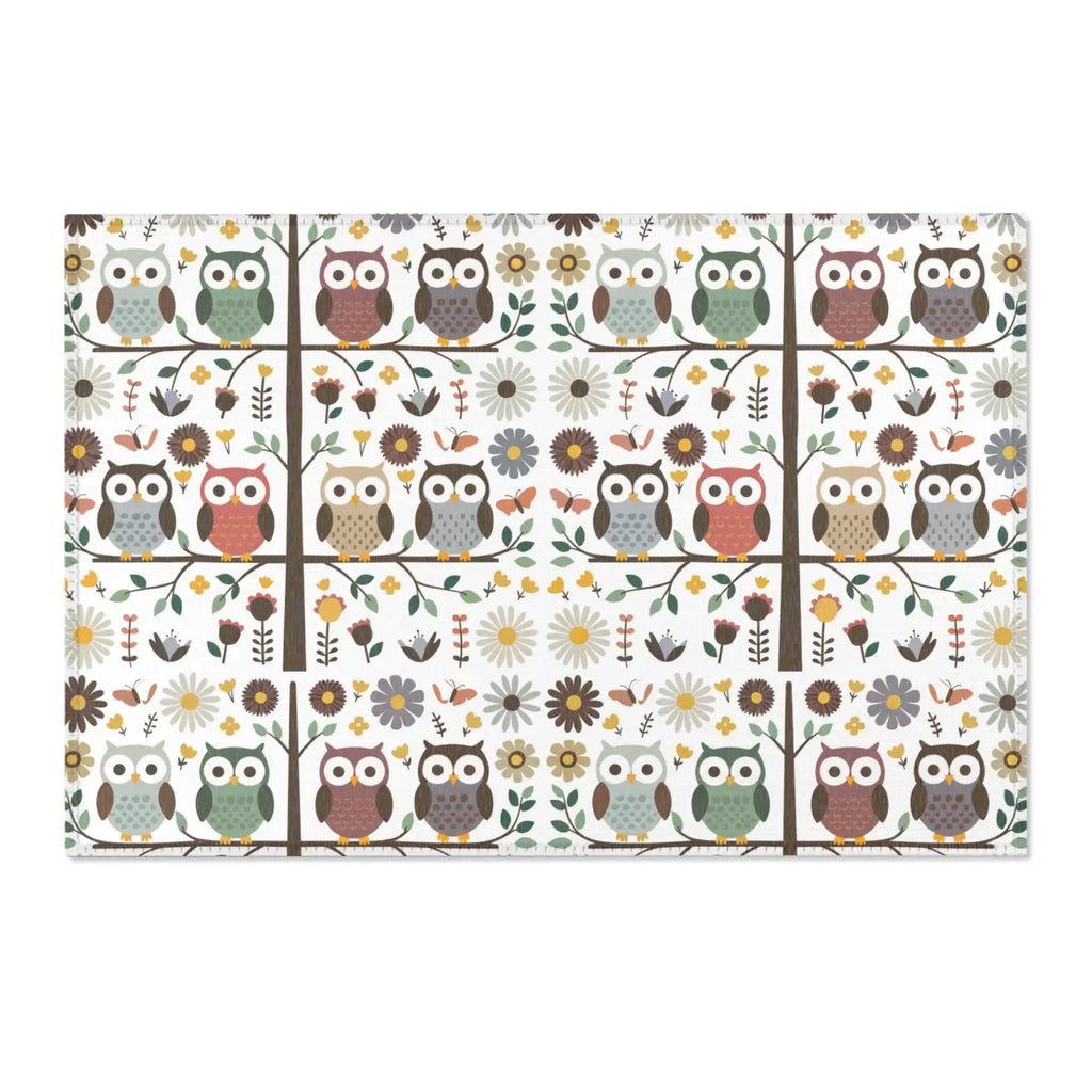 Owls On a Tree Area Rug - Polyester Chenille Comfort - DipaliZ