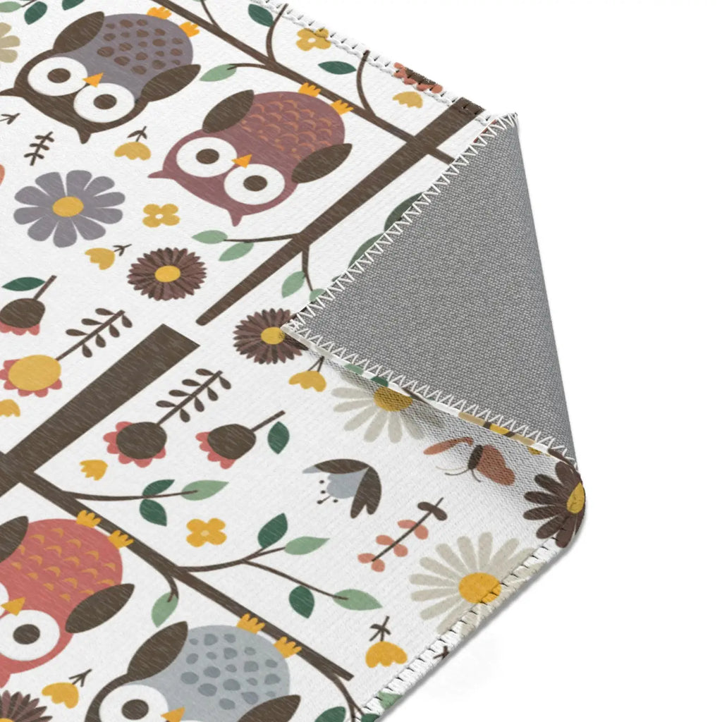 Owls On a Tree Area Rug - Polyester Chenille Comfort - DipaliZ