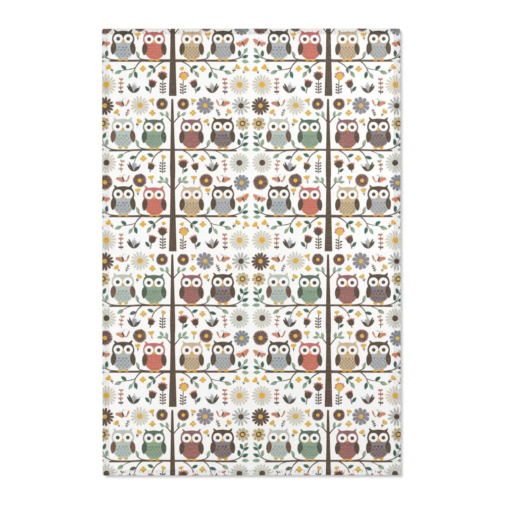 Owls On a Tree Area Rug - Polyester Chenille Comfort - DipaliZ