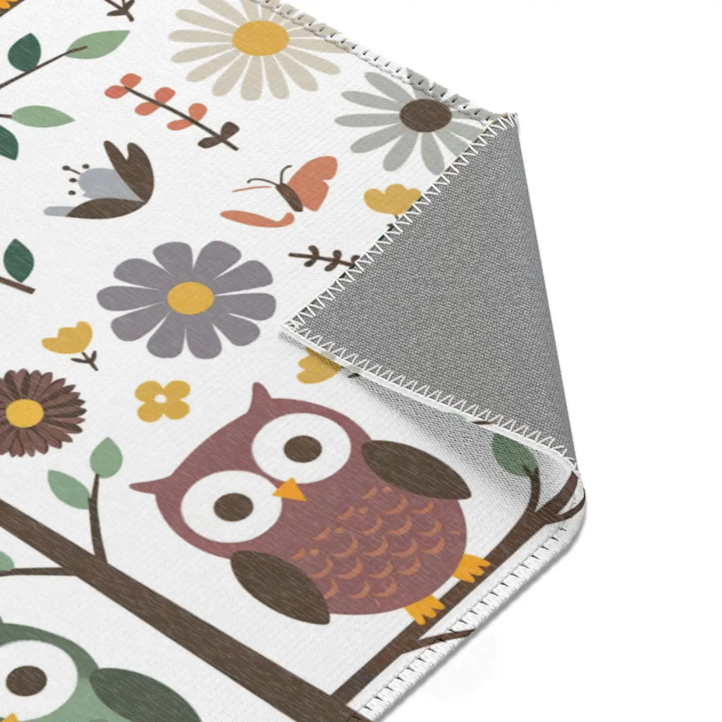 Owls On a Tree Area Rug - Polyester Chenille Comfort - DipaliZ