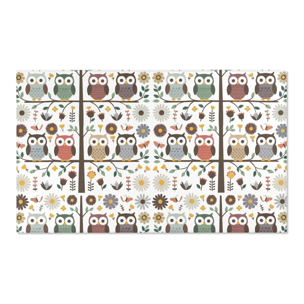 Owls On a Tree Area Rug - Polyester Chenille Comfort - DipaliZ
