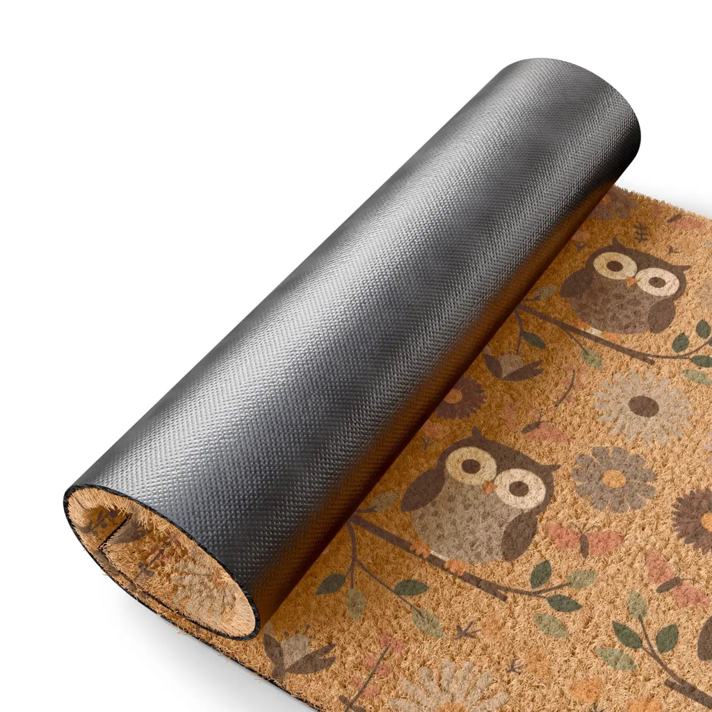Cozy Owl Doormat - Tufted Coir Coconut Fiber Design - DipaliZ