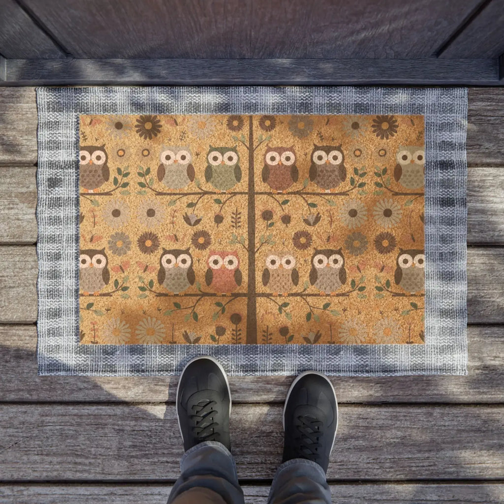 Cozy Owl Doormat - Tufted Coir Coconut Fiber Design - DipaliZ