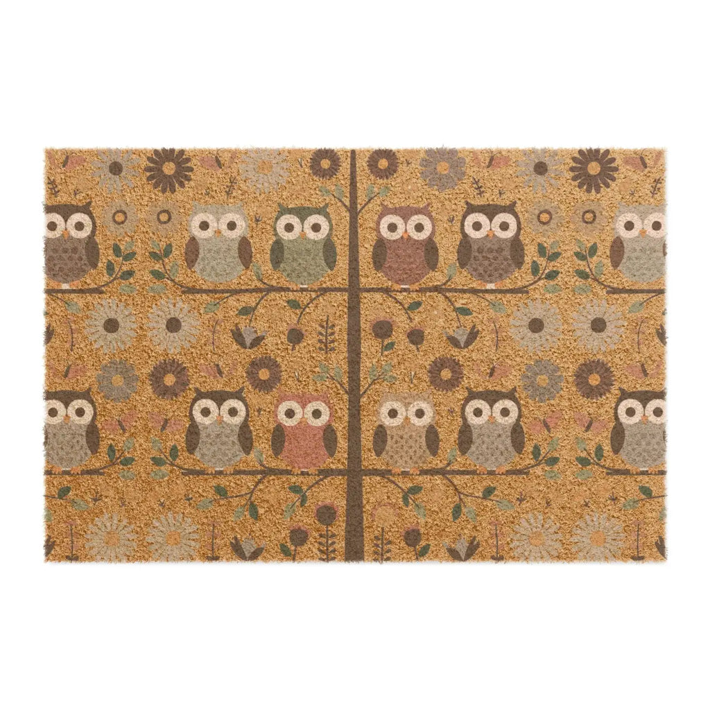Cozy Owl Doormat - Tufted Coir Coconut Fiber Design - DipaliZ