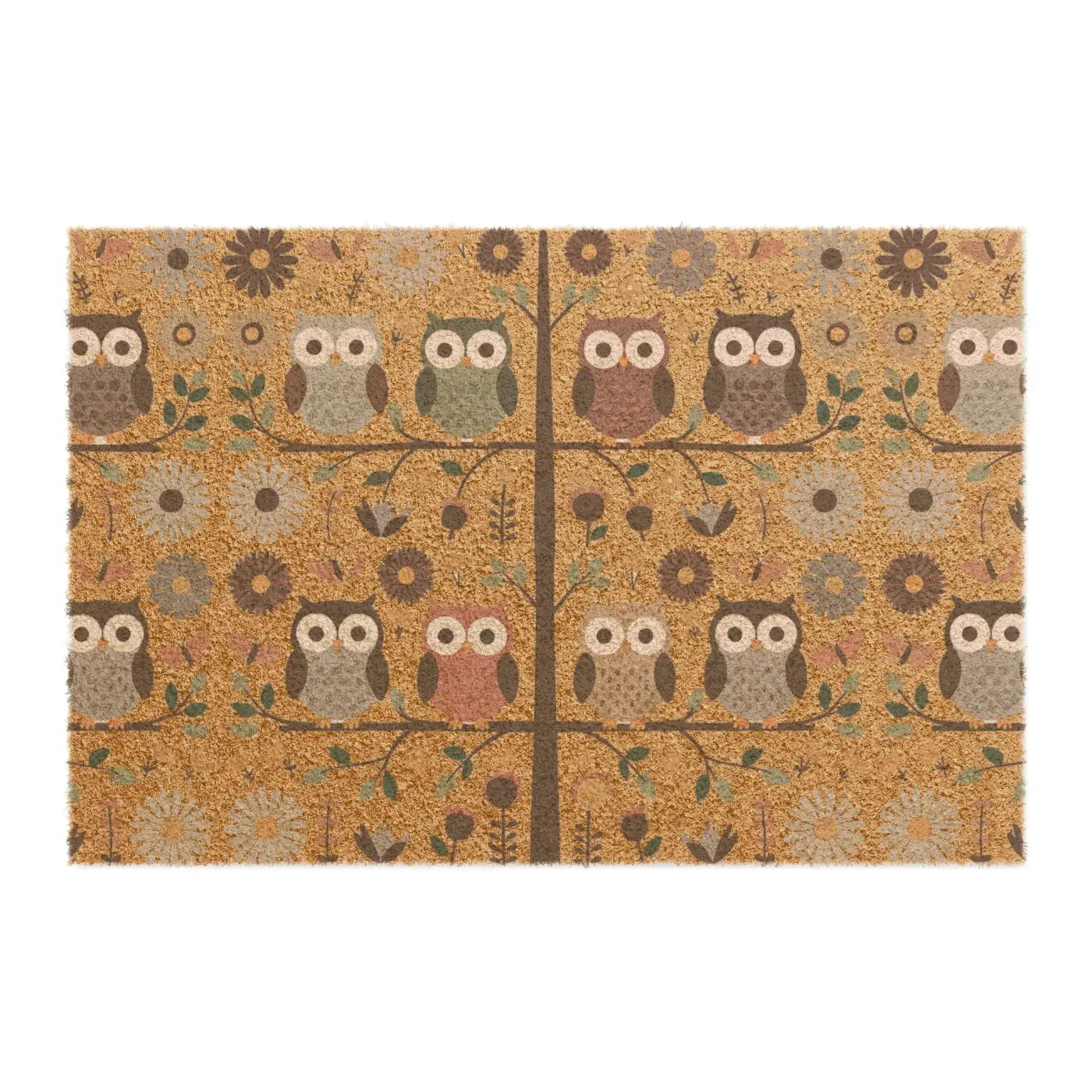 Cozy Owl Doormat - Tufted Coir Coconut Fiber Design - DipaliZ