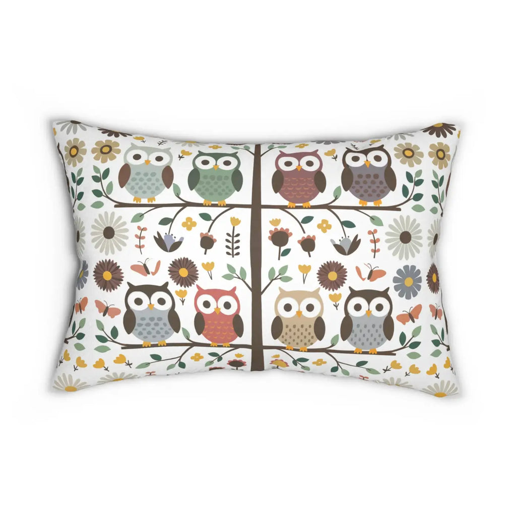 Hoot-tastic Lumbar Pillow - Enchanting Owl Design Spun-Polyester - DipaliZ