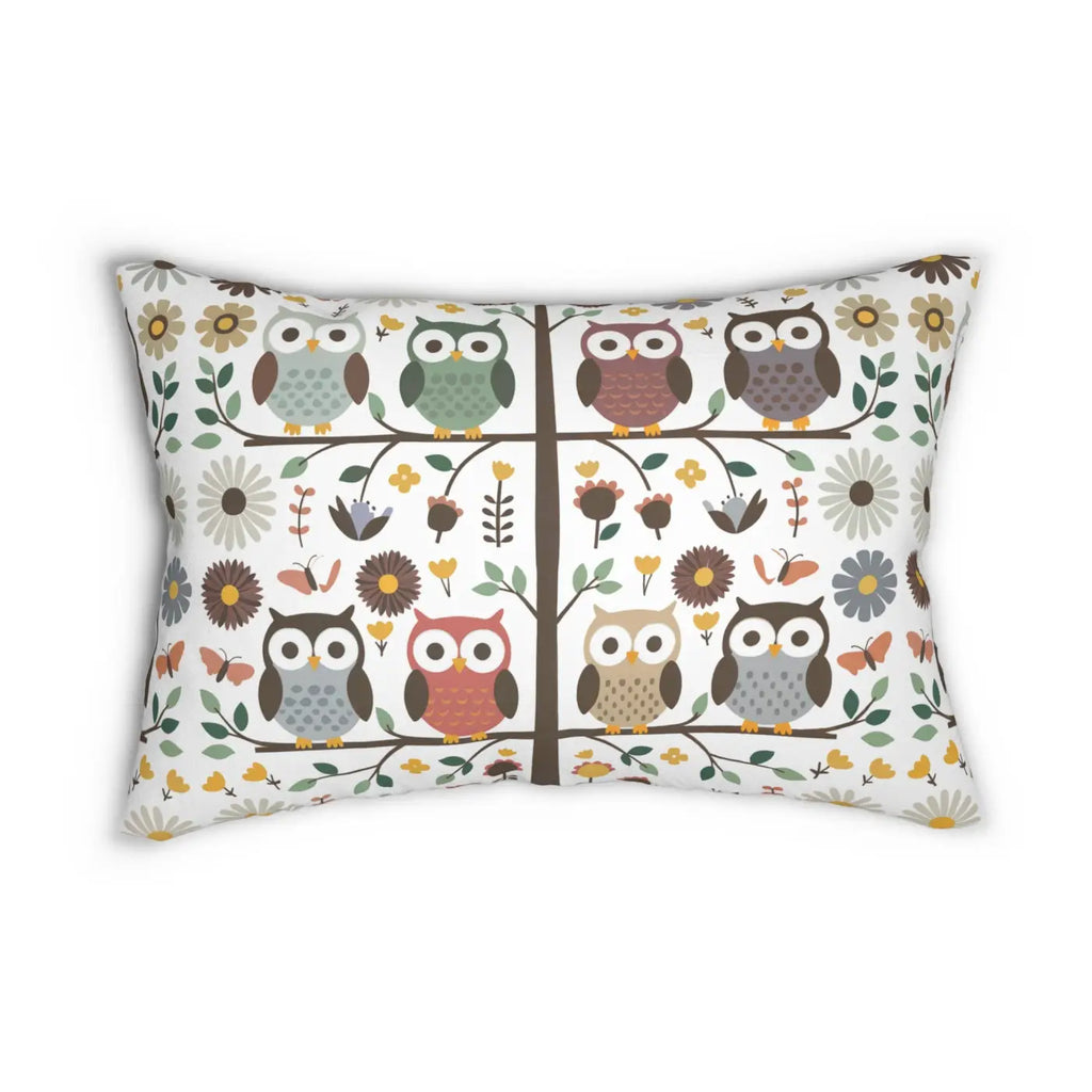 Hoot-tastic Lumbar Pillow - Enchanting Owl Design Spun-Polyester - DipaliZ