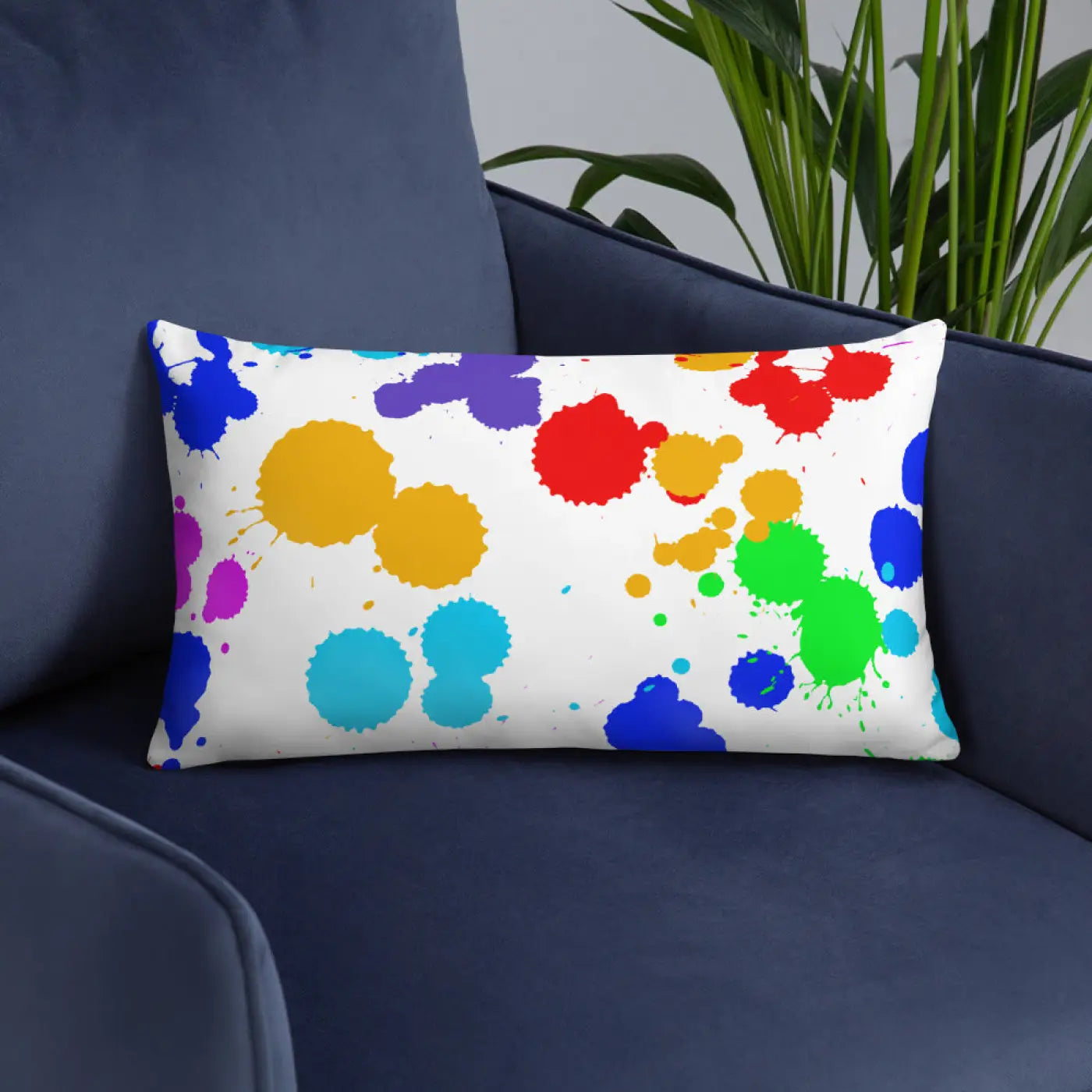 Paint Splats Accent Pillow - Washable Cover with Concealed Zipper - DipaliZ