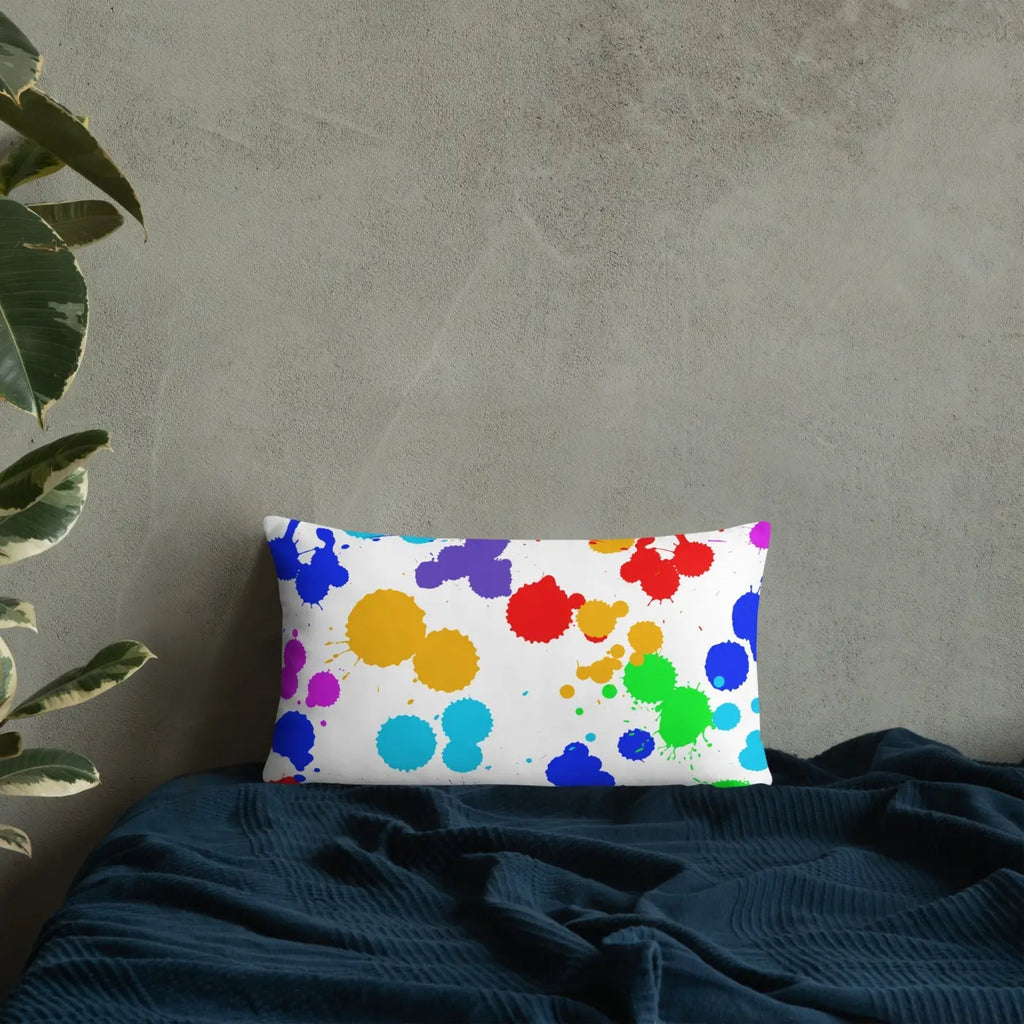 Paint Splats Accent Pillow - Washable Cover with Concealed Zipper - DipaliZ