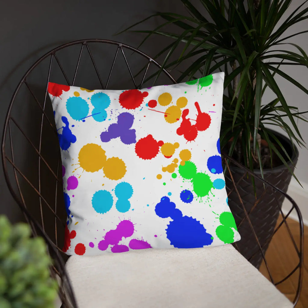 Paint Splats Accent Pillow - Washable Cover with Concealed Zipper - DipaliZ