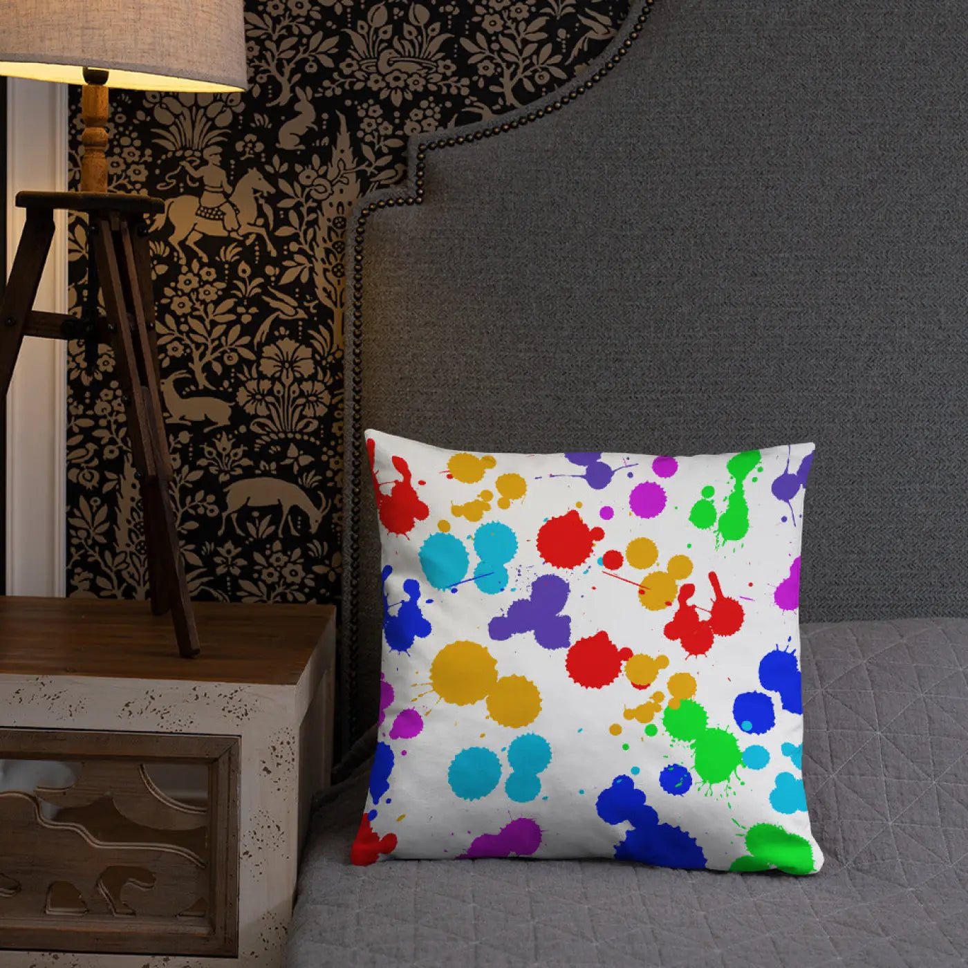 Paint Splats Accent Pillow - Washable Cover with Concealed Zipper - DipaliZ