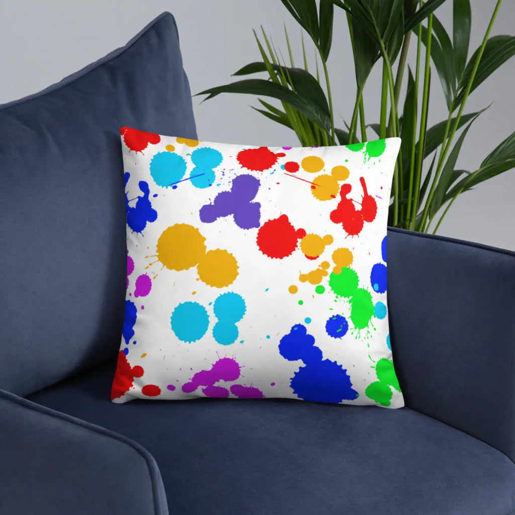 Paint Splats Accent Pillow - Washable Cover with Concealed Zipper - DipaliZ