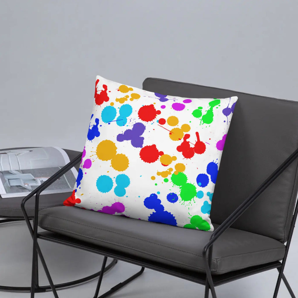 Paint Splats Accent Pillow - Washable Cover with Concealed Zipper - DipaliZ