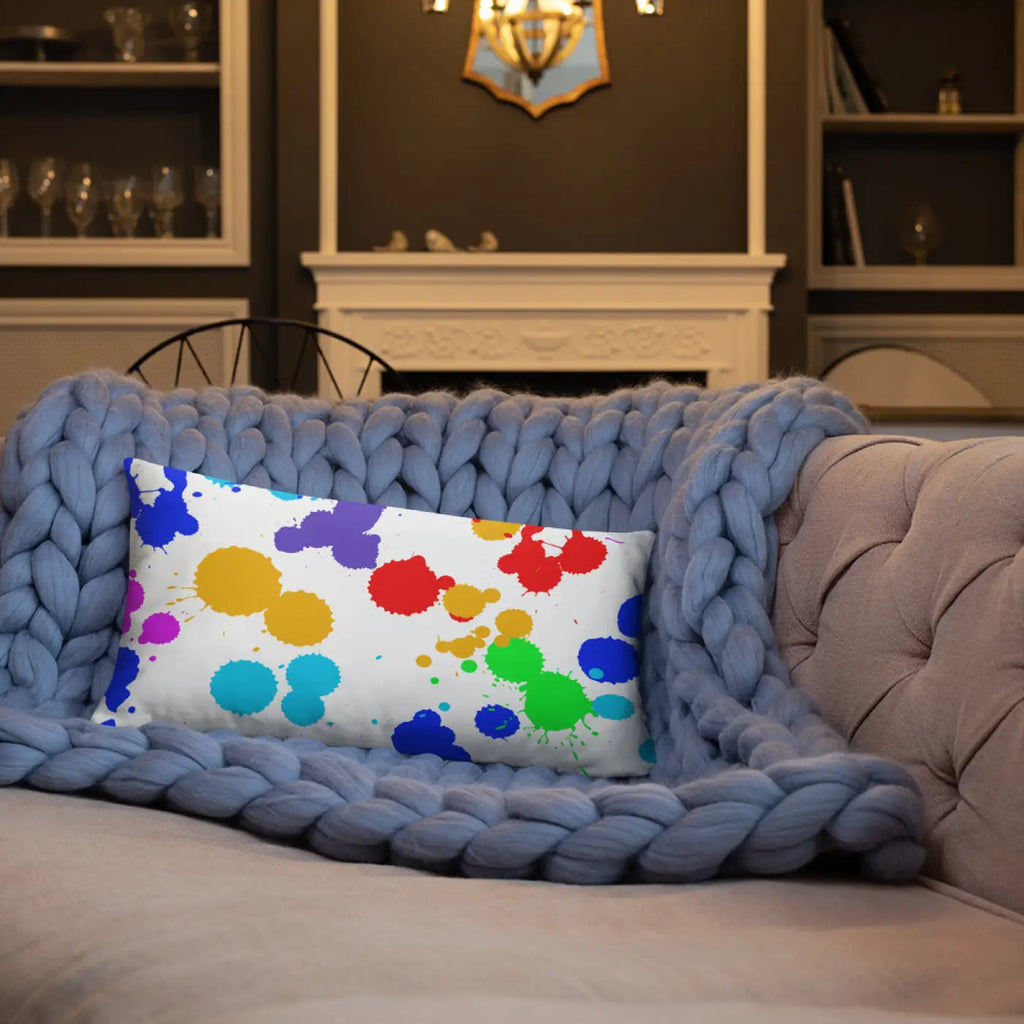 Paint Splats Accent Pillow - Washable Cover with Concealed Zipper - DipaliZ