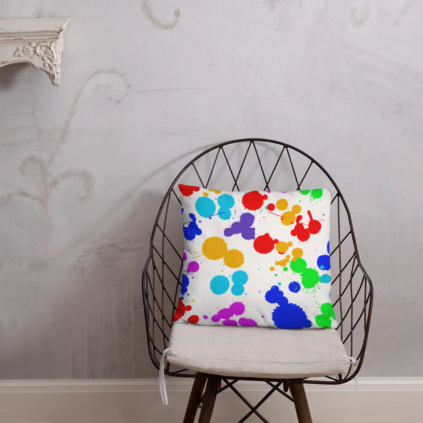 Paint Splats Accent Pillow - Washable Cover with Concealed Zipper - DipaliZ