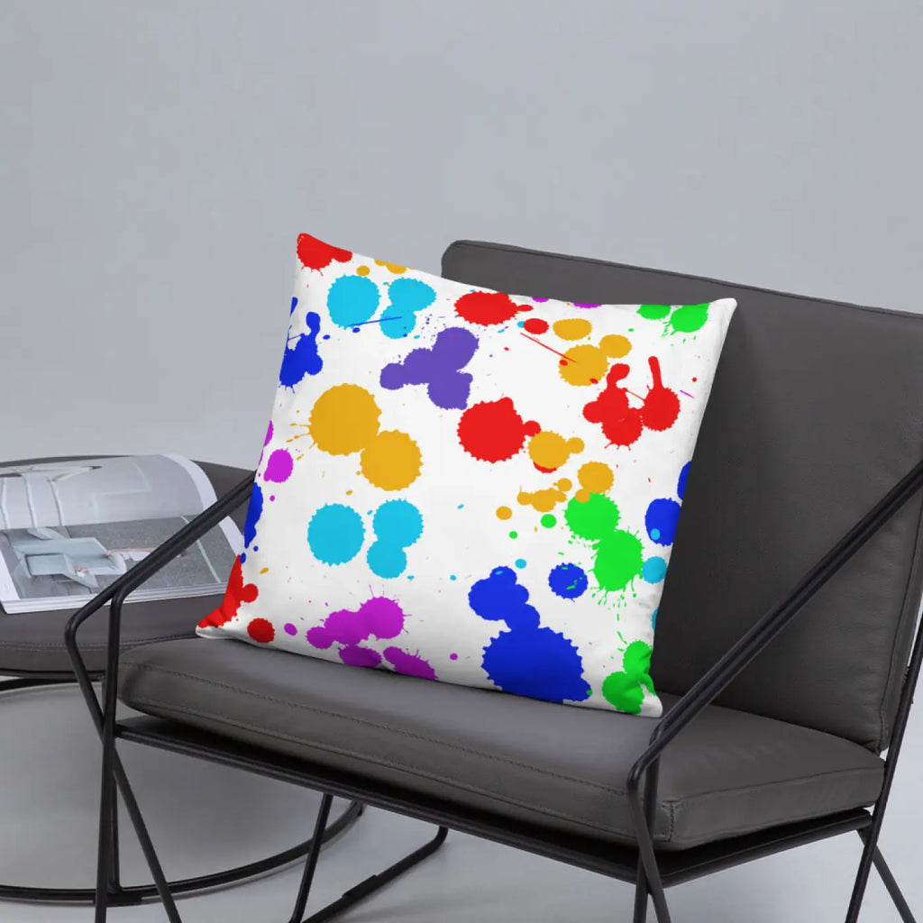 Paint Splats Accent Pillow - Washable Cover with Concealed Zipper - DipaliZ