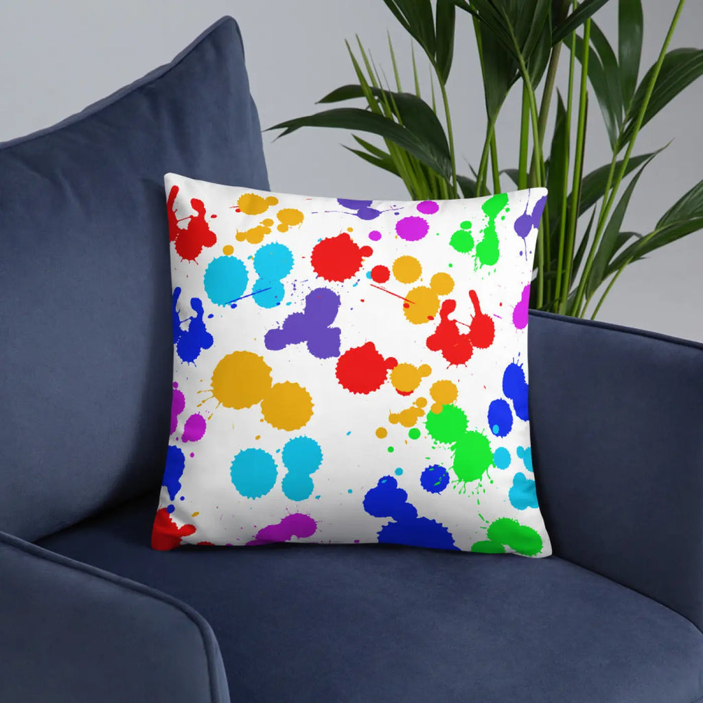 Paint Splats Accent Pillow - Washable Cover with Concealed Zipper - DipaliZ