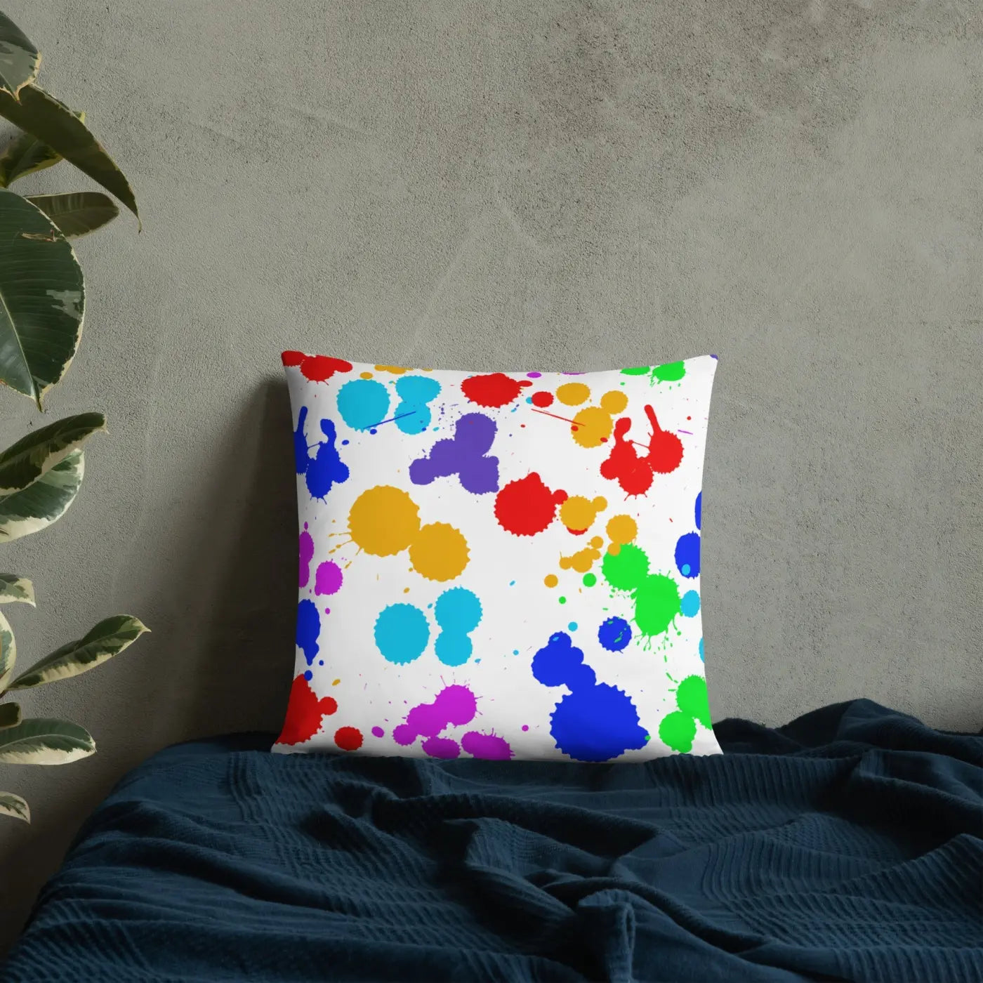 Paint Splats Accent Pillow - Washable Cover with Concealed Zipper - DipaliZ