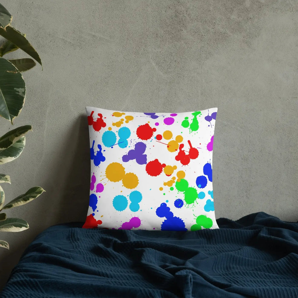 Paint Splats Accent Pillow - Washable Cover with Concealed Zipper - DipaliZ